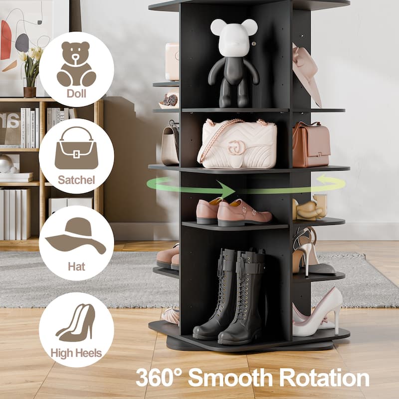 36 Pair Rotating Shoe Rack with Adjustable Shelves - 73.2'' H X 23.6'' W X 23.6'' D