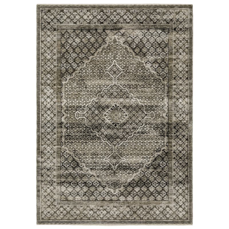 Style Haven Cádiz Faded Center Medallion Grey/Beige Area Rug - 3' 3" x 5' - Rectangle