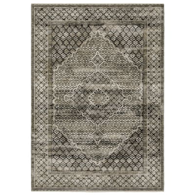 Style Haven Cádiz Faded Center Medallion Grey/Beige Area Rug