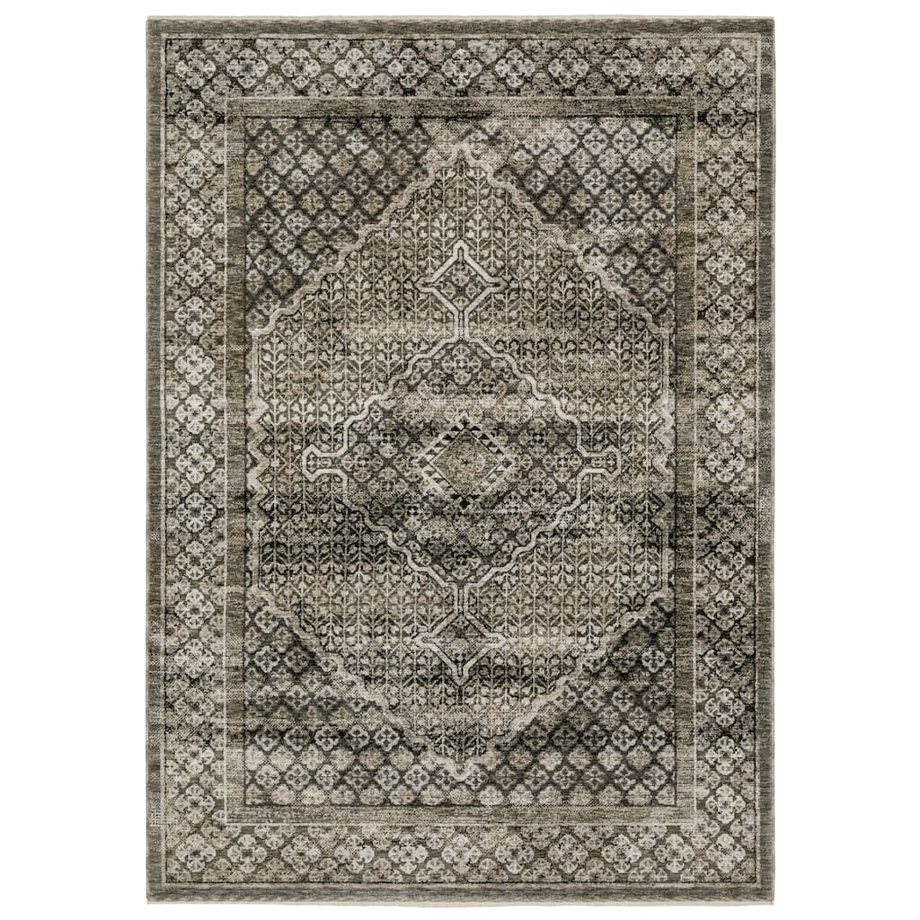 Style Haven Cádiz Faded Center Medallion Grey/Beige Area Rug