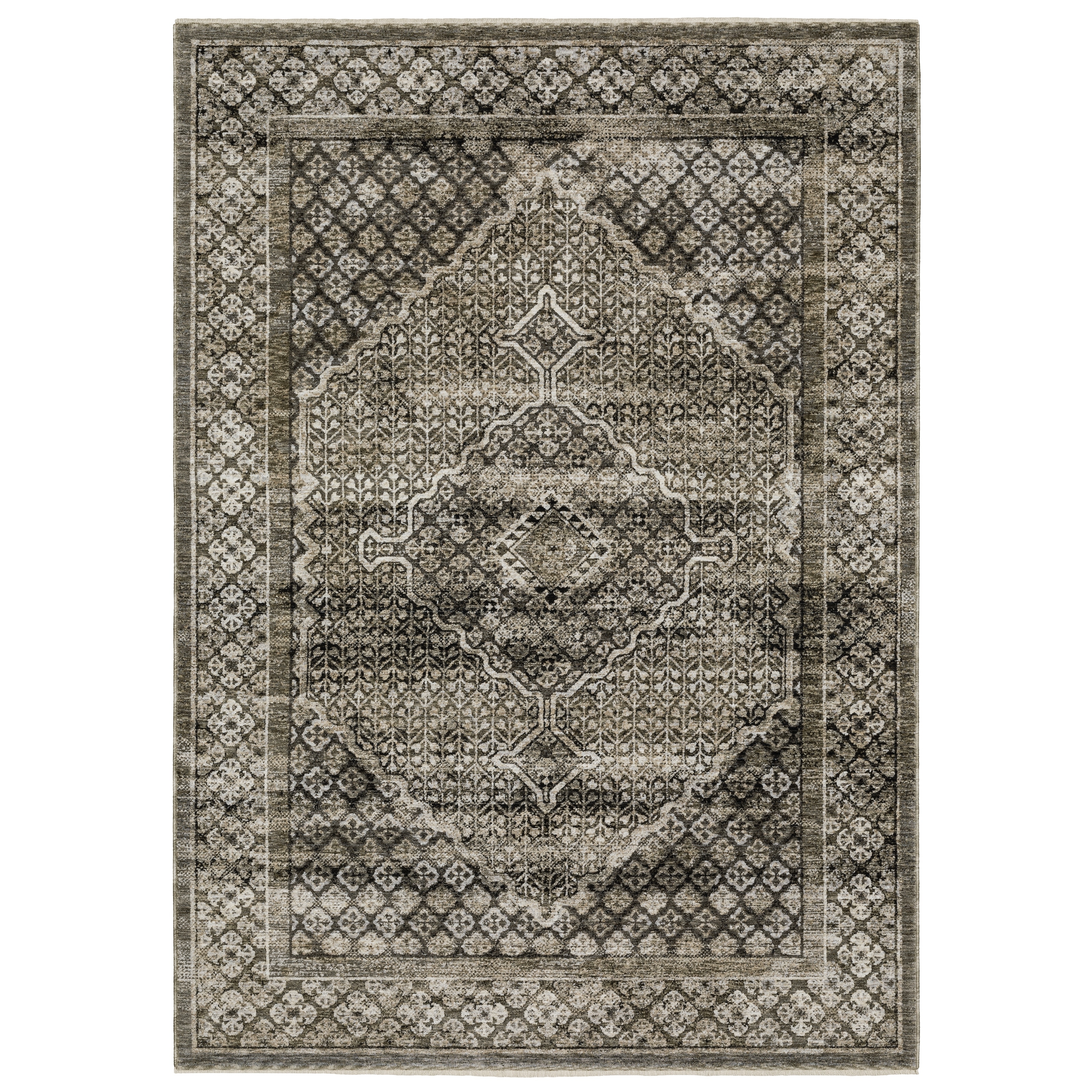 Style Haven Cádiz Faded Center Medallion Grey/Beige Area Rug