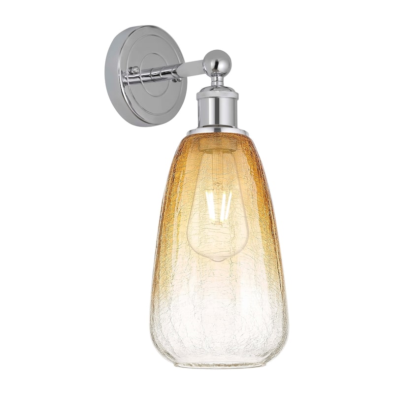 Innovations Lighting 616-1W-16-6 Brookhaven Almond Sconce Brookhaven - Polished Chrome / Amber
