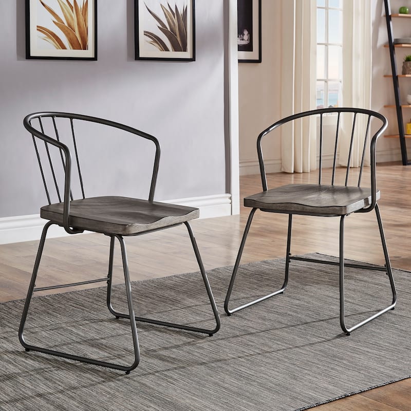 Mabel Iron and Wood Dining Chair (Set of 2) by iNSPIRE Q Modern