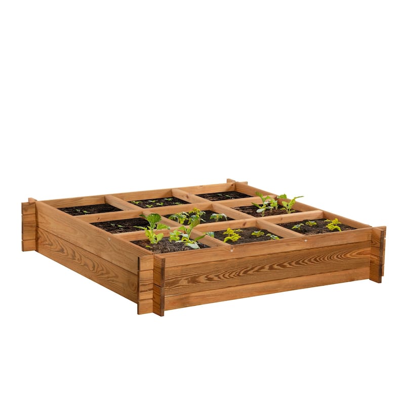 Wooden Garden On-Ground Raised Beds - 40"W x 40"L x 8"Deep
