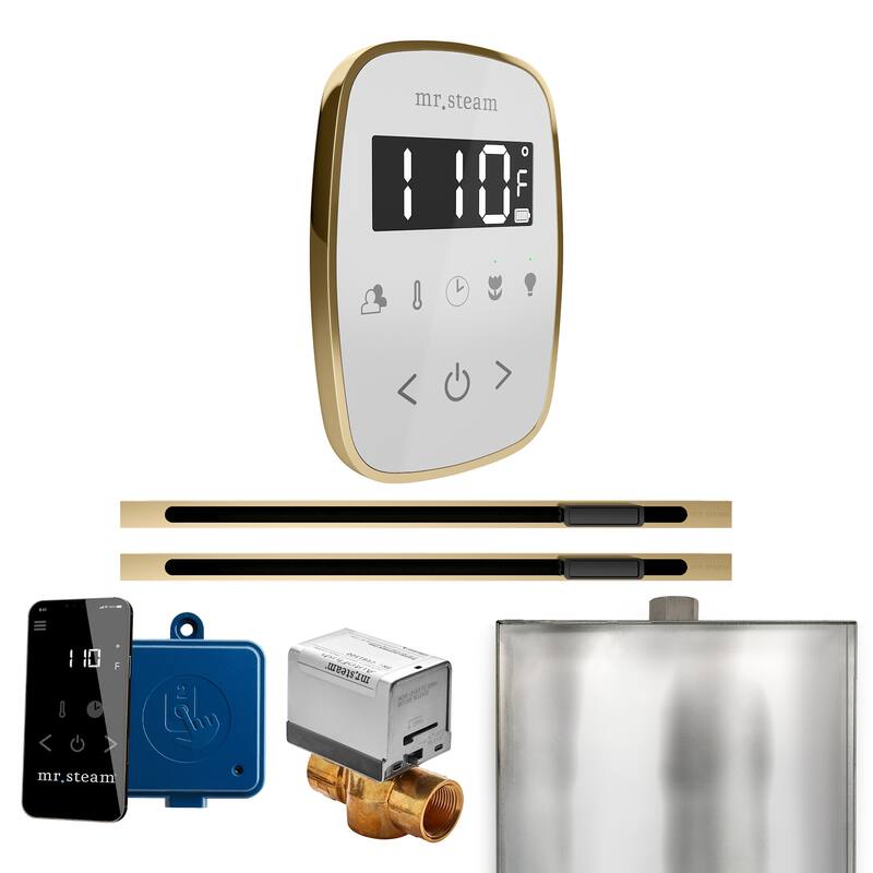 Mr Steam BFXL Butler Flex Max Linear Package Steam Shower Control - White / Satin Brass