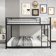preview thumbnail 1 of 6, Metal Bunk Bed Full Over Full, Bed Frame with Safety Guard Rails and Ladders, Premium Steel Slats Support, for Bedroom, dorm Black