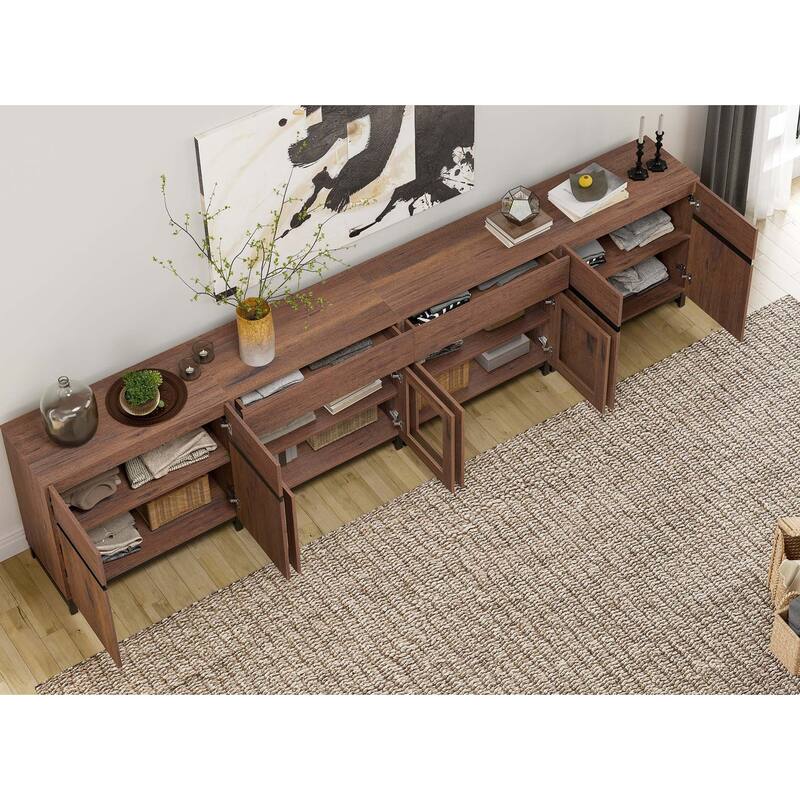 4 in 1 Dresser with 2 Drawers & Glass Doors, Adjustable Shelf, Modern Storage Cabinet and Closet Organizer for Bedroom