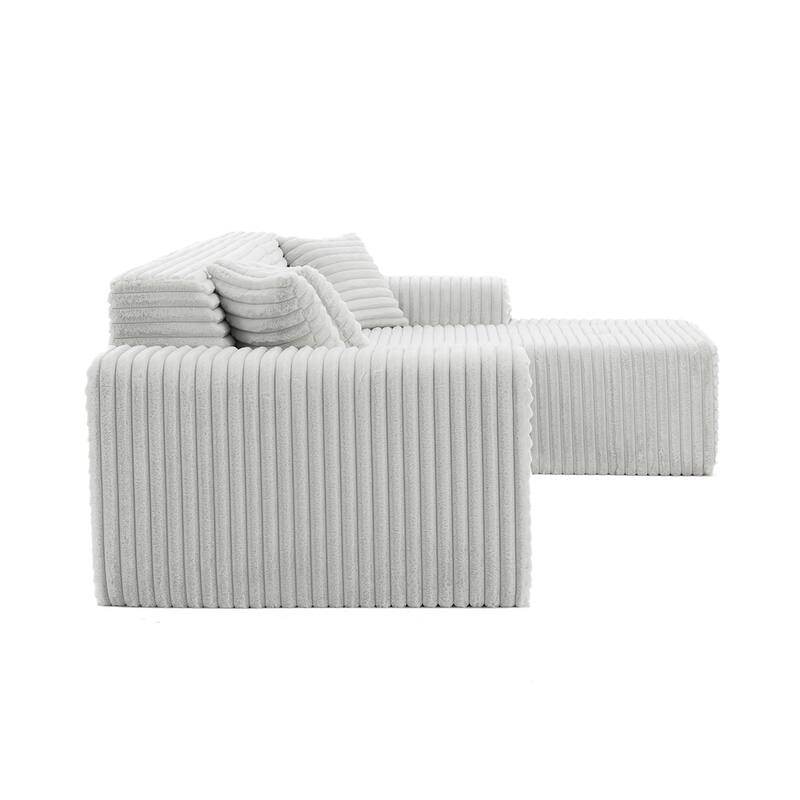 122" W No Assembly Sofa L-Shaded Sectional Modular with Chaise