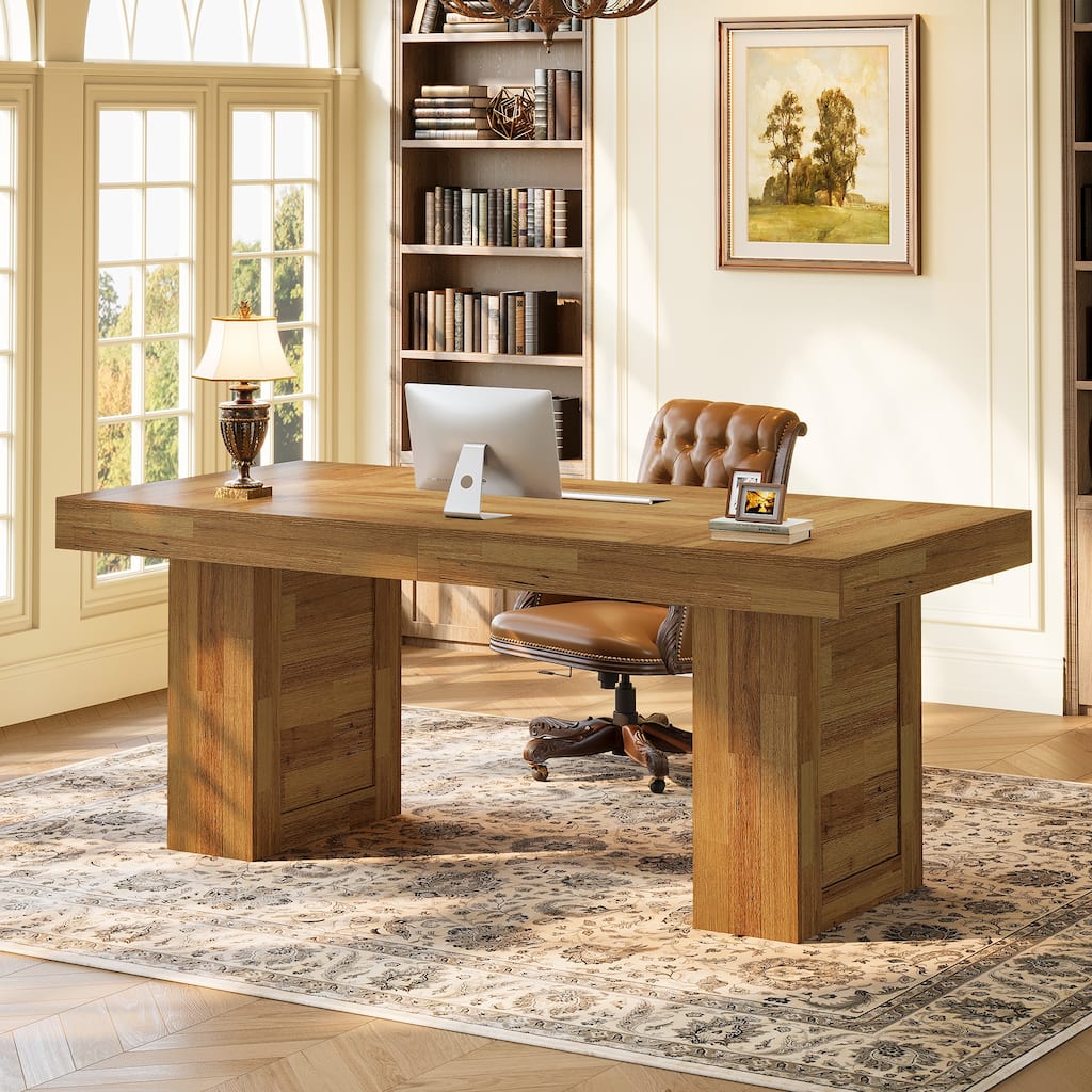 Large Executive Desk, Computer Desk, Home Office Writing Table, Conference Table Business Workstation for Working, Meeting