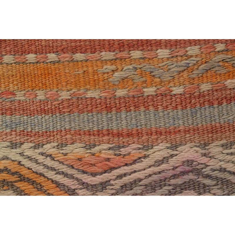 Hand Woven Oriental 100% Wool Carpet Southwestern Tribal Multi-Colored Kilim Area Rug - 7' 2'' X 4' 5''