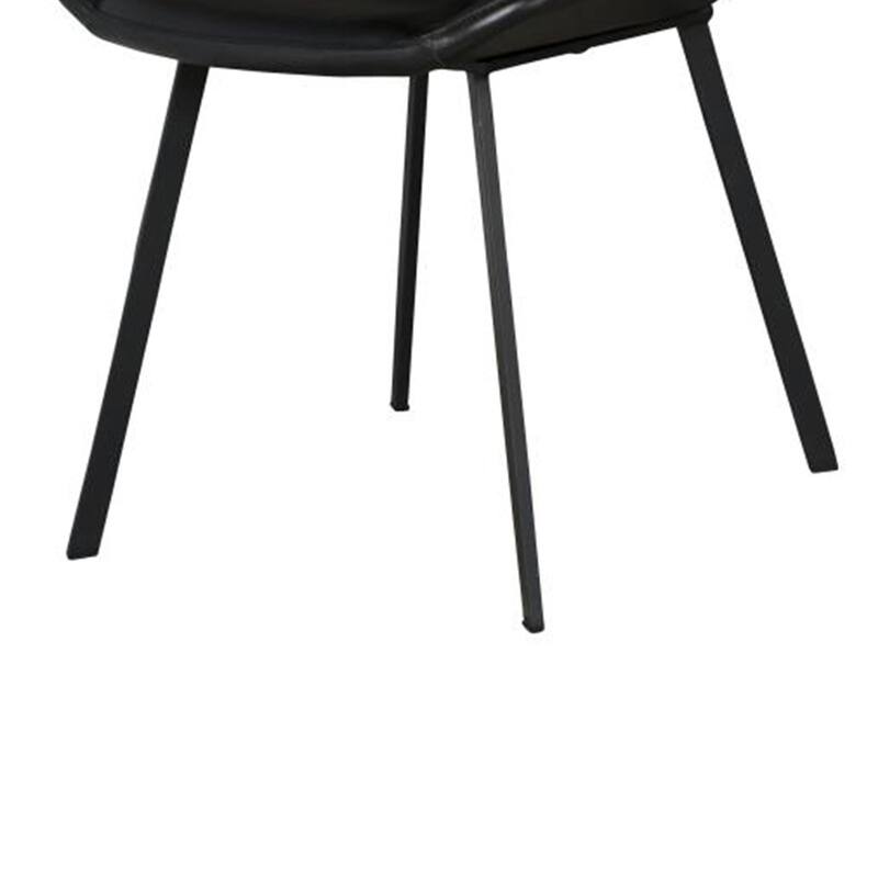 Isha Dining Chair Set of 2 with Dark Gray Goat Leather, Black Iron