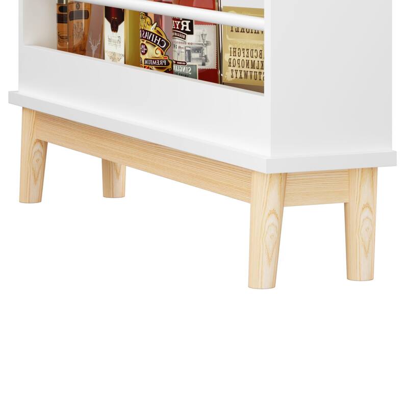 Wall Mounted Kids Bookshelf 4 Front Facing Shelves White Book Rack Natural Wood Base for Toddler Nursery Playroom