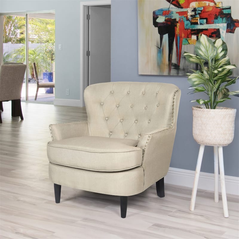 Adeco Modern Accent Chair Linen Sofa Chair - 34.4 "x34.4 "x34.2"
