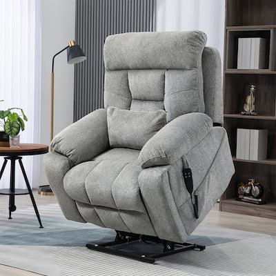 Oversize Dual Motor Massage Recliner w/Heat, Lift Sofa for Elderly, Cup Holder,180 degrees
