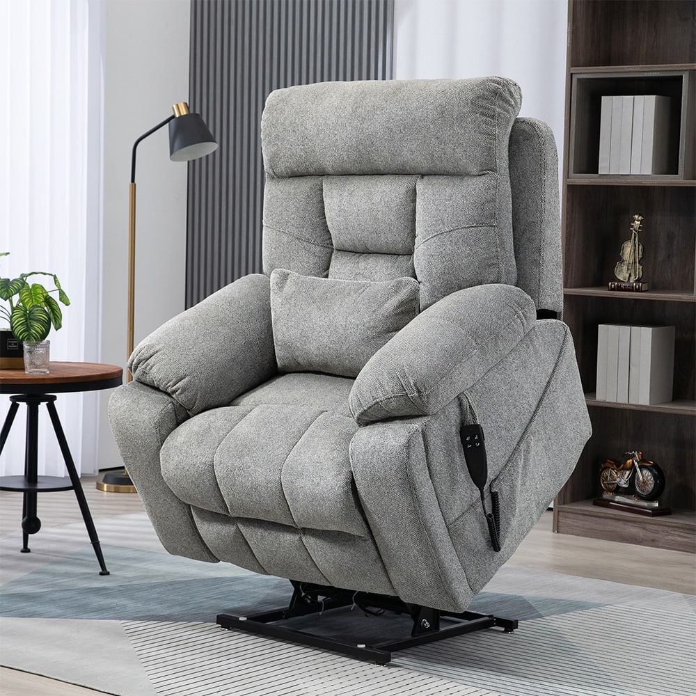 Oversize Dual Motor Massage Recliner w/Heat, Lift Sofa for Elderly, Cup Holder,180 degrees