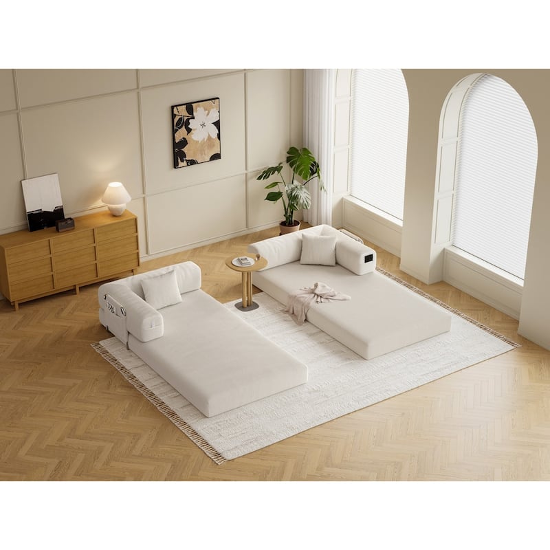 78.8" Floor Standing Sofa Bed Arm Comfort Sofa Bed, Convertible Pudding Block Sofa