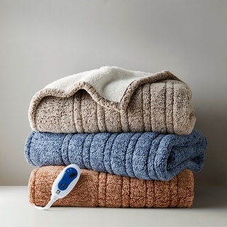 Madison Park Marbled Sherpa Heated Throw