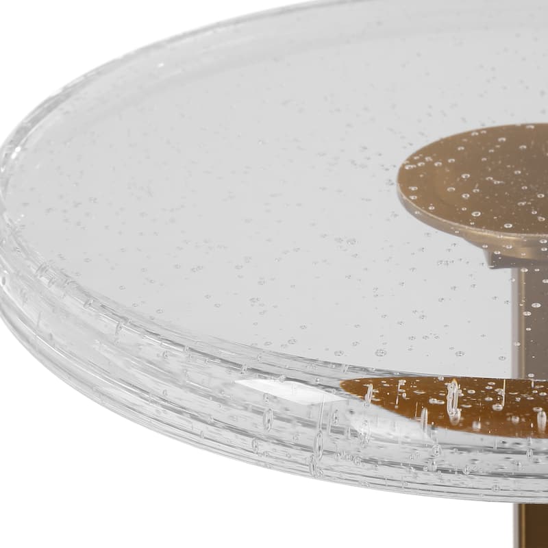 Sandstone Drink Table with Glass Top - 24"