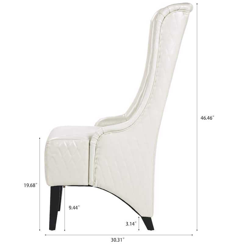 Faux Leather Wingback Chair with Wooden Legs and High Back Support