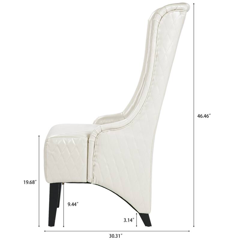 Leather Lounge Chair Entryway Chair with Wooden Legs, Exquisite Club Chair Desk Chair with Wing Backrest