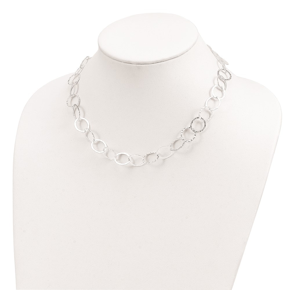 Sterling Silver Fancy Hammered Necklace