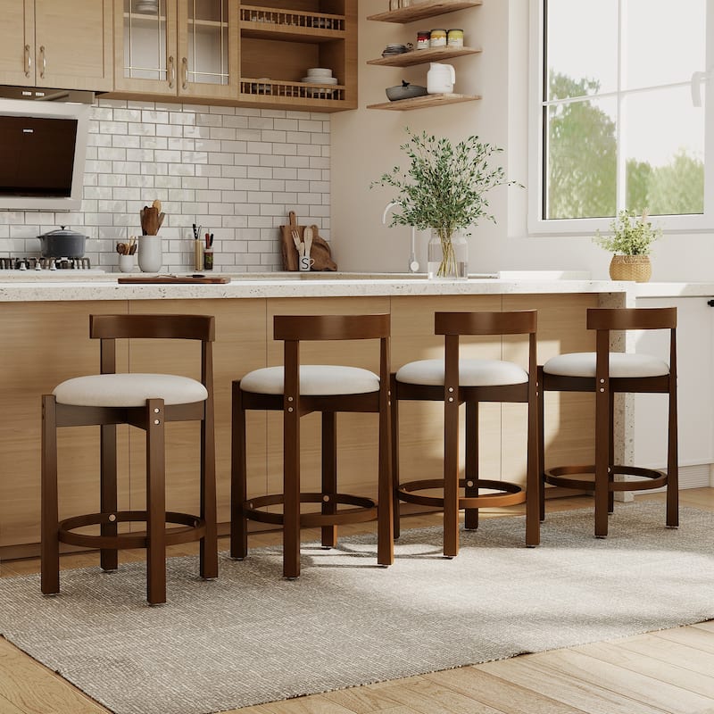 Gymax 24'' 2PCS Counter Height Bar Stools Set of 2 w/Backrests &