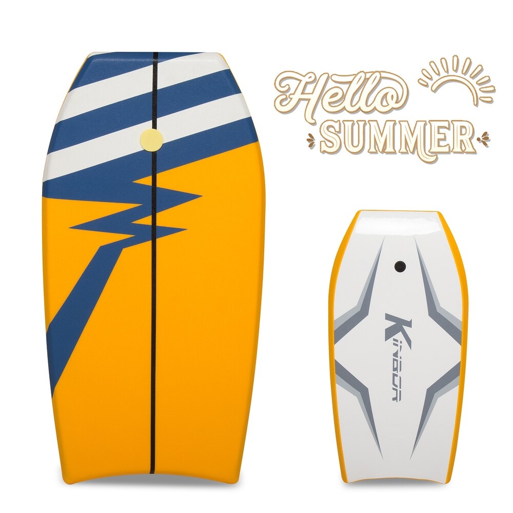 WBL Yello Zig Zag and Retro Bodyboard with Leash EPS Core Boogie Board for Adults Children Kids Choice of Colour and Size 33 41 XPE Deck