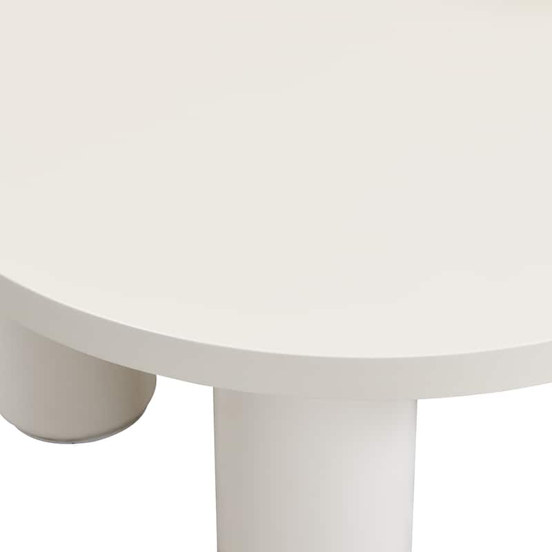 Roomfitters Modern Round Coffee Table Set of 2 with Cylindrical Legs and Matching End Table for Living Room, White