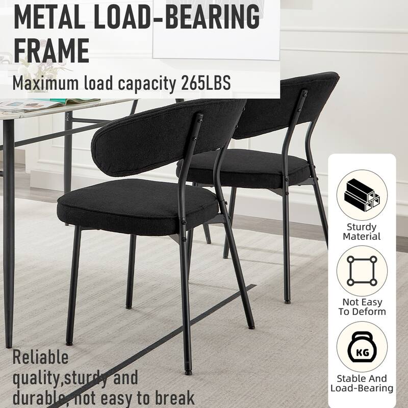 XINMICS Dining Chairs with Curved Backrest, Modern Fabric Upholstered Boucle Kitchen Dining Room Chairs Set of 2/4/6