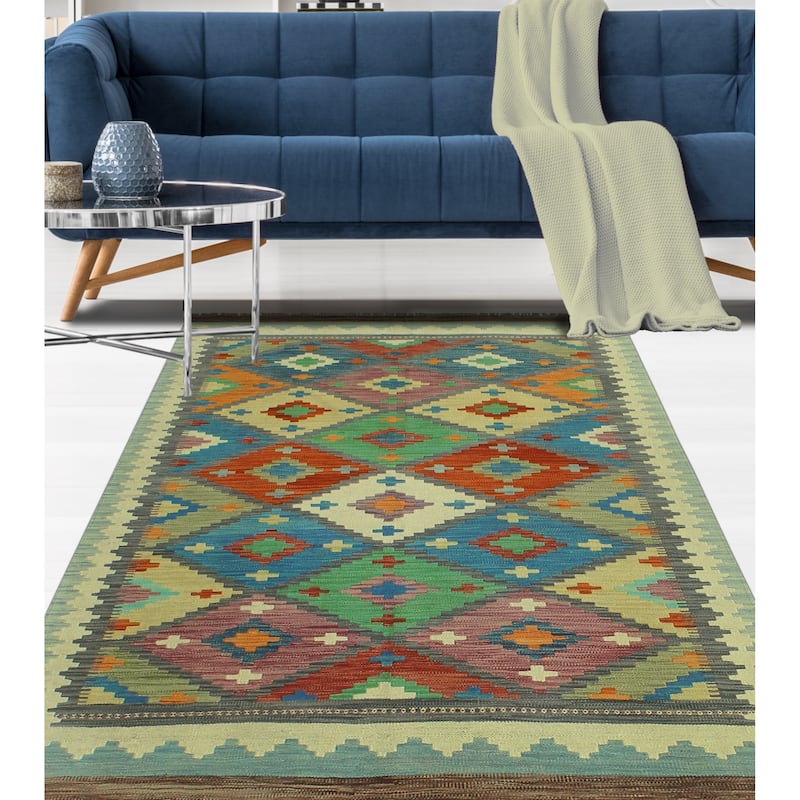 Sangat Flatweave Najib Rust/Ivory Rug - 4'4" x 5'11"