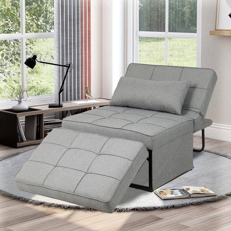 Zenova 4-1 Adjustable Sofa Sleep Chair with Ottoman, Sofa Bed ,Couch Bed - Large - White