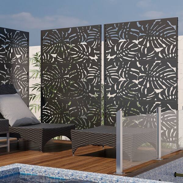 Outdoor Privacy Screen with Stand for Patio Garden Metal Fence Screen