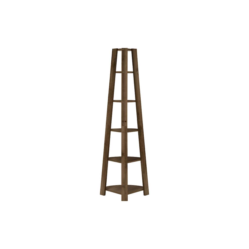 Bookshelf, Bookcase, Etagere, Corner, 5 Tier, 72"h, Office, Bedroom, Laminate, Contemporary, Modern
