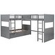 preview thumbnail 6 of 10, Twin Size Triple Bunk Bed with Attached Loft and Two Drawers, Space-Saving Design