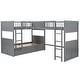 preview thumbnail 5 of 7, Wooden L Shaped Twin Size Bunk Bed with A Loft Bed attached, with 2 Drawers