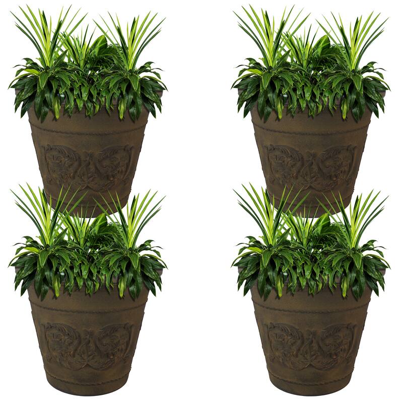 Arabella Outdoor Flower Pot Planter - Beige - 20-Inch - 4-Pack