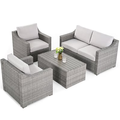 4 Piece Patio Sectional Conversation Set