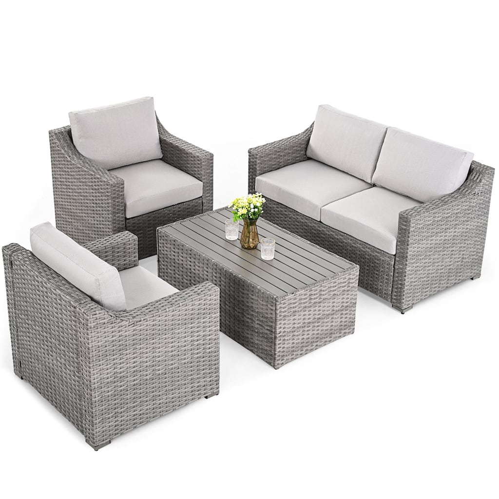 4 Piece Patio Sectional Conversation Set