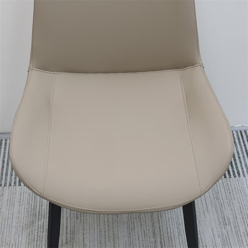 Set of 4 Sleek Light Grey PU Leather Chairs, Modern Metal Legs to Elevate Any Space