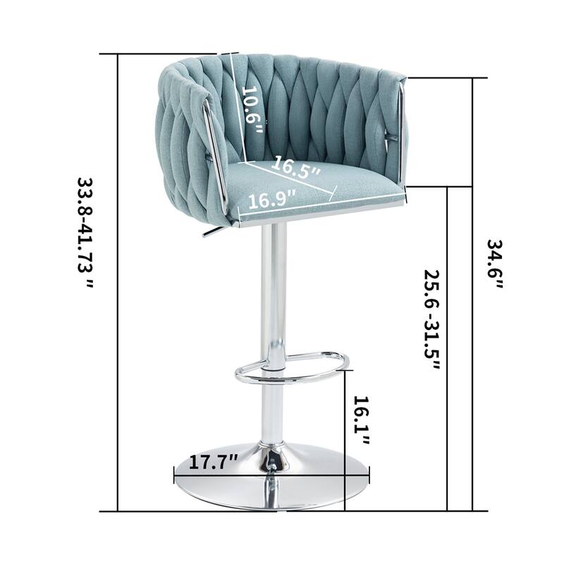 360°Fabric cover Swivel Bar Stools,Adjustable Counter Bar Chairs,2 PCS