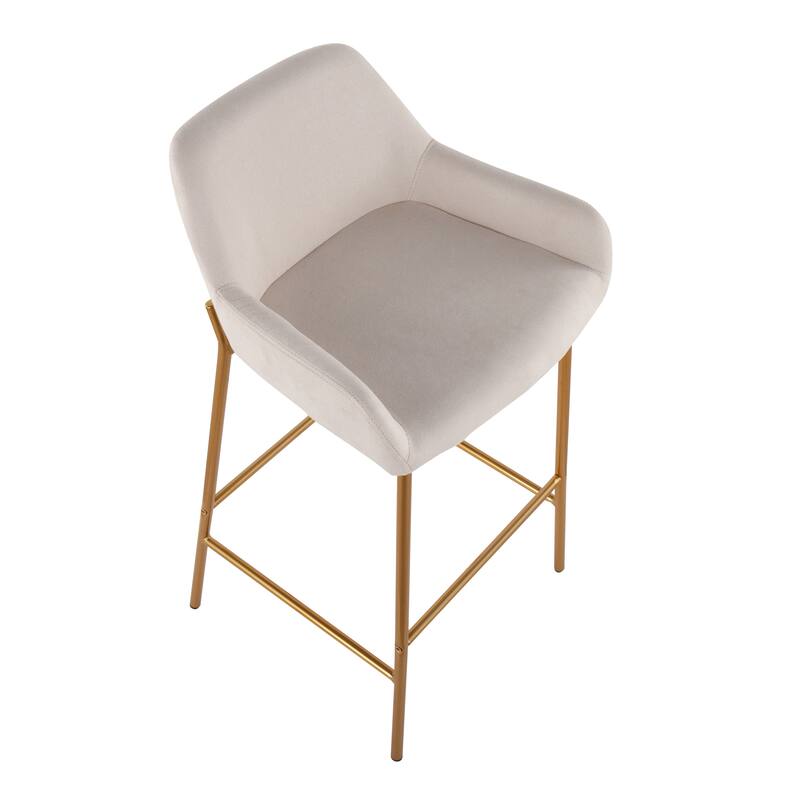 Silver Orchid Galotti Gold Fixed-Height Upholstered Bar Stool - Set of 2
