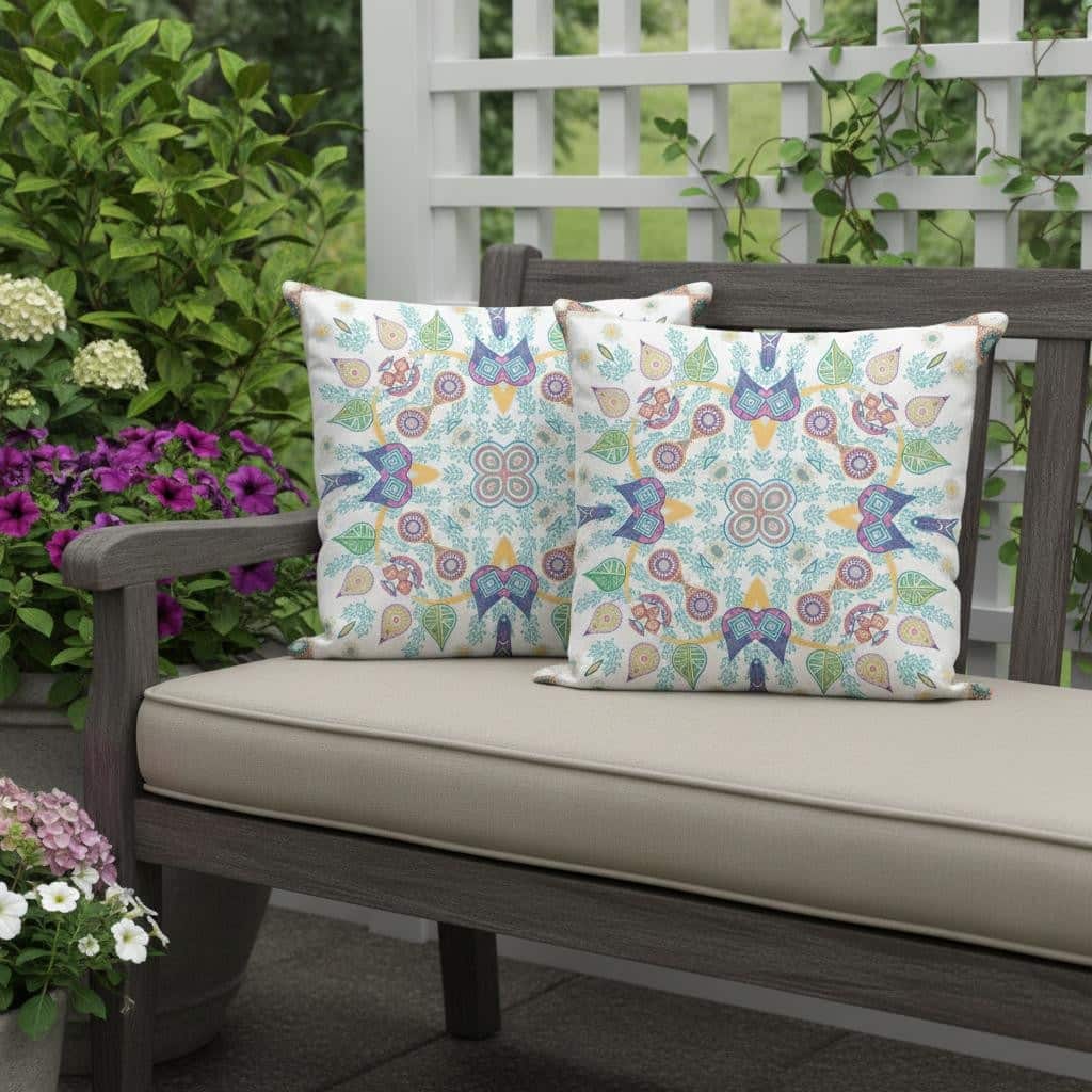 HomeRoots Set of Three 16" X 16" Yellow and White Blown Seam Paisley Indoor Outdoor Throw Pillow - 16.00' X '16.00' X '5.00