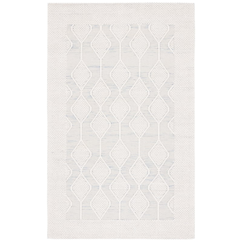 SAFAVIEH Handmade Marbella Josephine Modern Wool Rug - 6' Square - Ivory/Blue