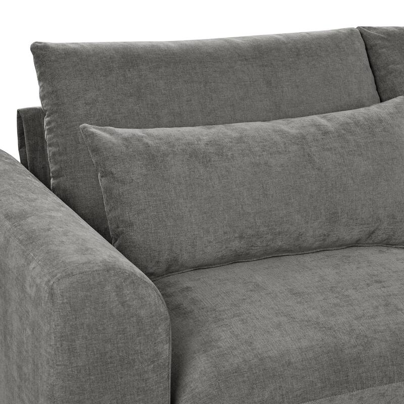 132.3" Linen Blend U-Shaped Sectional Sofa with Ottomans & Storage