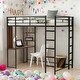 preview thumbnail 22 of 28, Industrial Modern Twin Metal Loft Bed with 2 Shelves, 2 built-in ladders and Desk, Sturdy Construction & Safety Guaranteed