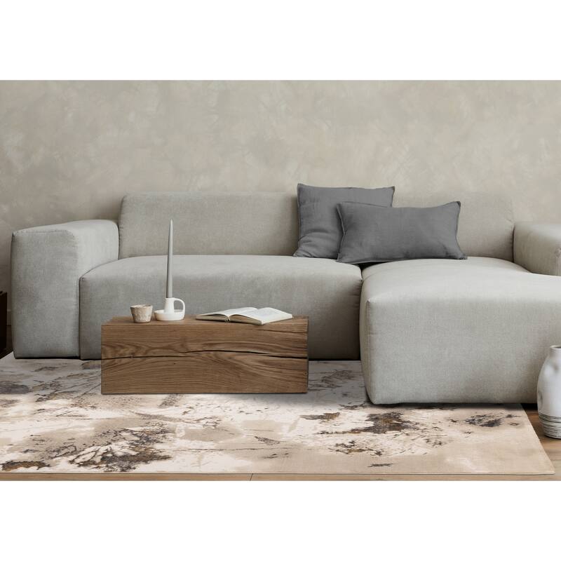 Zuri Collection - Soft Polyester Textured Pile Cream Taupe Area Rug