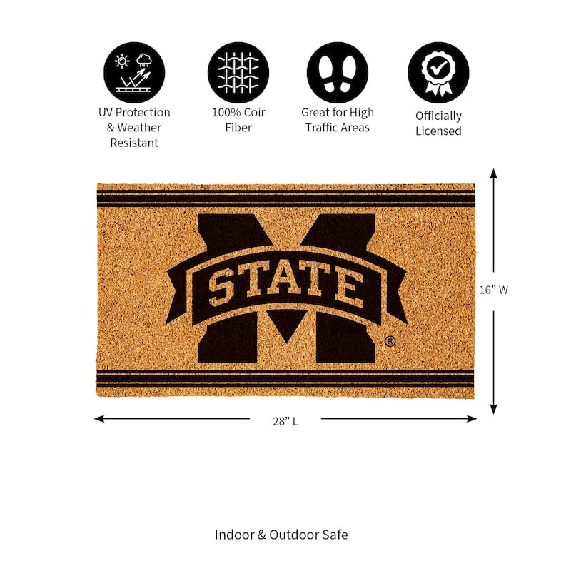 Mississippi State University Monochrome Indoor/Outdoor Coir Door Mat