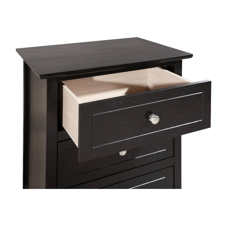 3-Drawer Wood Nightstand - 25" - Black