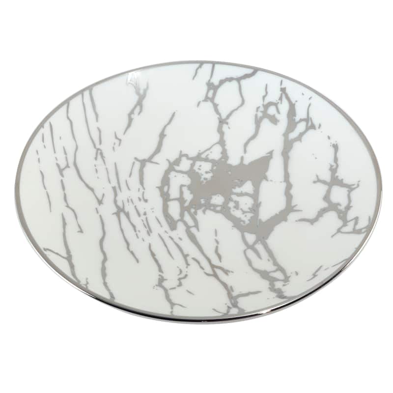 Certified International Matrix Silver Plated 6" Luncheion/Canape Plates Set of 6 Assorted Designs - 6-inch