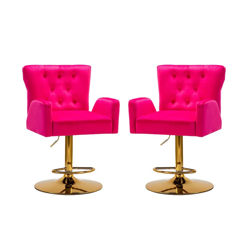 Loreto Modern Tufted Velvet Swivel chair with Adjustable Height Set of 2 by HULALA HOME